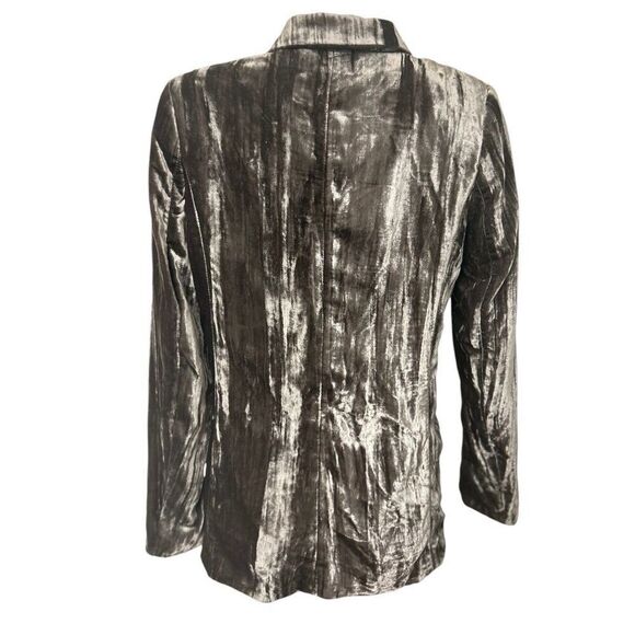 H&M Brown Velvet Single Breasted Blazer Jacket Old Money Dark Academia Womens 4 - Picture 8 of 9